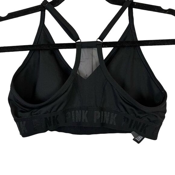 PINK SPORT Victoria's Secret Solid Black Mesh Racerback Sports Bra Workout Top M - Picture 13 of 15